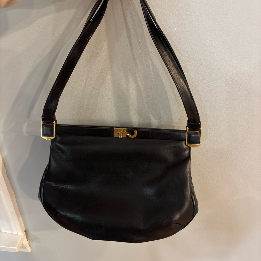 Koret Vintage Elegant Dark Navy Leather Shoulder Bag with coin purse